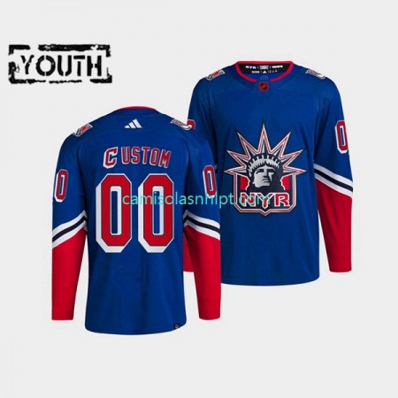Camiseta New York Rangers Personalizado Adidas 2022-2023 Reverse Retro Azul Authentic - Criança
